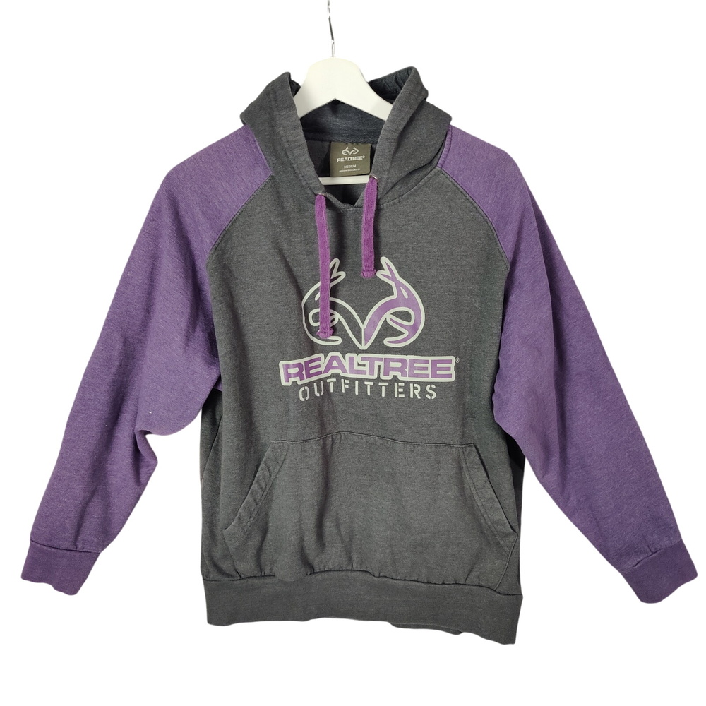 Realtree Hoodie Pullover Colorblock Purple Gray Logo Activewear Mens Size M Gorp